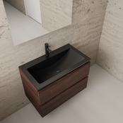 Badkamermeubel met wastafel⎢Sonoma Choco - Mat Zwart⎢Gliss Project 80cm