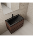 GLISS DESIGN Badkamermeubel met wastafel⎢Sonoma Choco - Mat Zwart⎢Gliss Project 80cm
