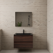 Badkamermeubel met wastafel⎢Sonoma Choco - Mat Zwart⎢Gliss Project 80cm