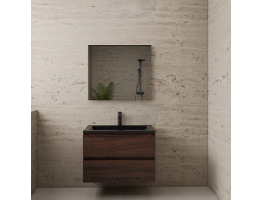 Badkamermeubel met wastafel⎢Sonoma Choco - Mat Zwart⎢Gliss Project 80cm