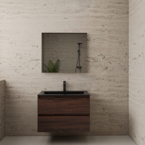 Badkamermeubel met wastafel⎢Sonoma Choco - Mat Zwart⎢Gliss Project 80cm