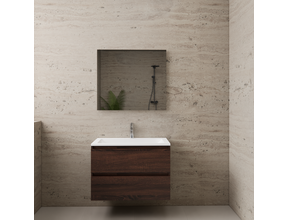 Badkamermeubel met wastafel⎢Sonoma Choco - Mat Wit⎢Gliss Project 80cm