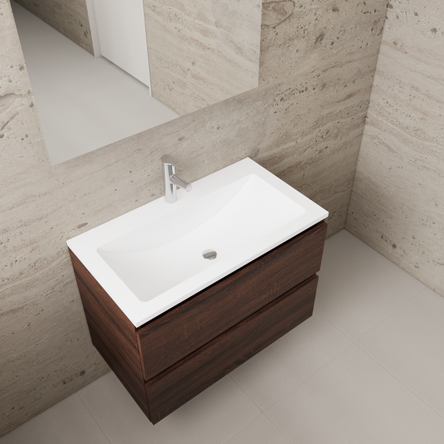 Badkamermeubel met wastafel⎢Sonoma Choco - Wit⎢Gliss Project 80cm