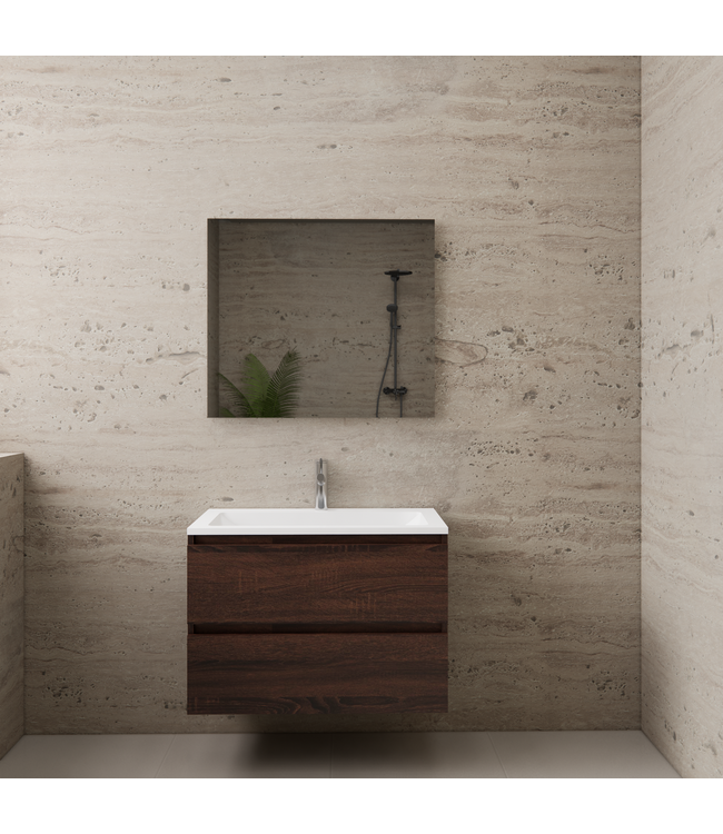 GLISS DESIGN Badkamermeubel met wastafel⎢Sonoma Choco - Wit⎢Gliss Project 80cm