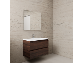 Badkamermeubel met wastafel⎢Sonoma Choco - Wit⎢Gliss Project 80cm