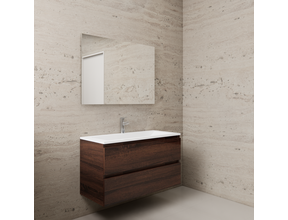Badkamermeubel met wastafel⎢Sonoma Choco - Wit⎢Gliss Project 100cm
