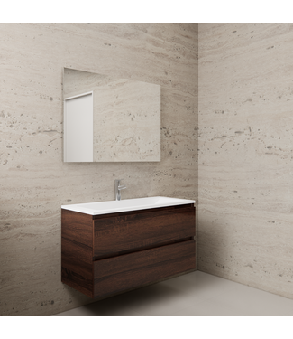 GLISS DESIGN Badkamermeubel met wastafel⎢Sonoma Choco - Wit⎢Gliss Project 100cm