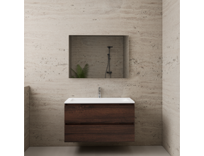 Badkamermeubel met wastafel⎢Sonoma Choco - Mat Wit⎢Gliss Project 100cm