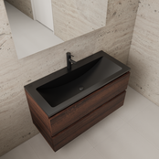 Badkamermeubel met wastafel⎢Sonoma Choco - Mat zwart⎢Gliss Project 100cm