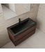 GLISS DESIGN Badkamermeubel met wastafel⎢Sonoma Choco - Mat zwart⎢Gliss Project 100cm