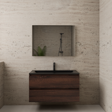 Badkamermeubel met wastafel⎢Sonoma Choco - Mat zwart⎢Gliss Project 100cm