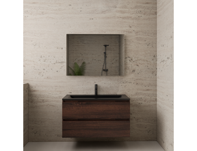 Badkamermeubel met wastafel⎢Sonoma Choco - Mat zwart⎢Gliss Project 100cm