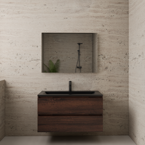 Badkamermeubel met wastafel⎢Sonoma Choco - Mat zwart⎢Gliss Project 100cm
