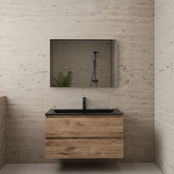 Badkamermeubel met wastafel⎢Wellington Oak - Mat zwart⎢Gliss Project 100cm