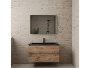 Badkamermeubel met wastafel⎢Wellington Oak - Mat zwart⎢Gliss Project 100cm