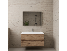 Badkamermeubel met wastafel⎢Wellington Oak - Mat Wit⎢Gliss Project 100cm
