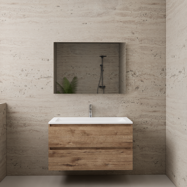 Badkamermeubel met wastafel⎢Wellington Oak - Mat Wit⎢Gliss Project 100cm