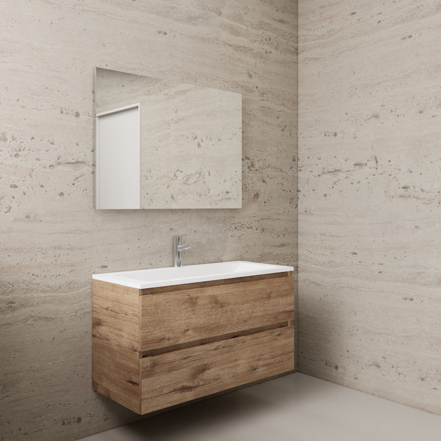 Badkamermeubel met wastafel⎢Wellington Oak - Mat Wit⎢Gliss Project 100cm