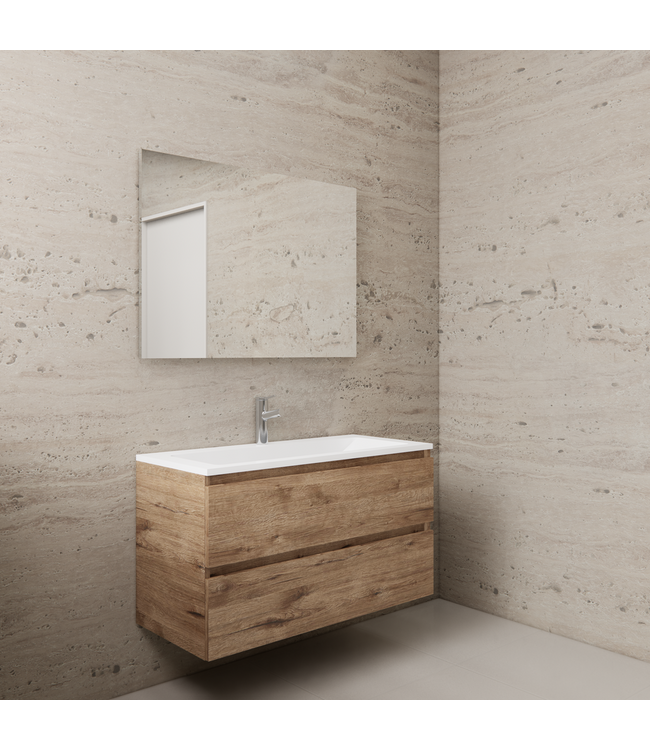 Badkamermeubel met wastafel⎢Wellington Oak - Mat Wit⎢Gliss Project 100cm