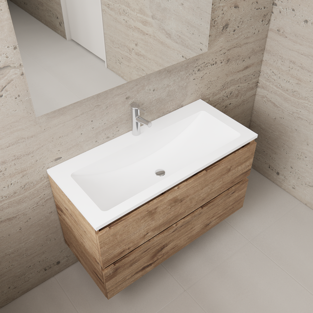 Badkamermeubel met wastafel⎢Wellington Oak - Wit⎢Gliss Project 100cm