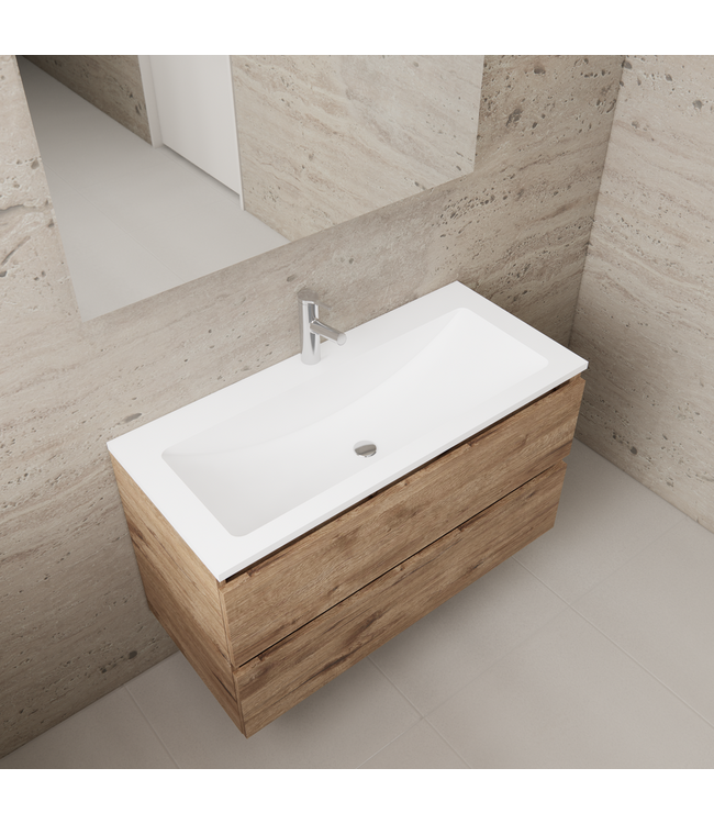 Badkamermeubel met wastafel⎢Wellington Oak - Wit⎢Gliss Project 100cm