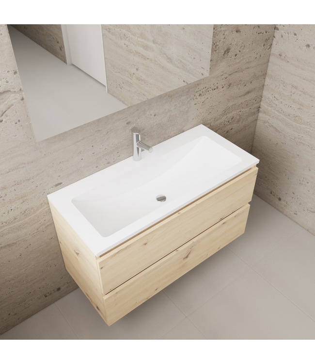 Badkamermeubel met wastafel⎢Artisan Oak - Wit⎢Gliss Project 100cm