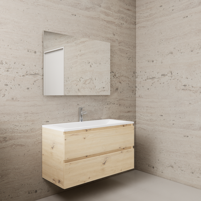 Badkamermeubel met wastafel⎢Artisan Oak - Wit⎢Gliss Project 100cm Badkamermeubel met wastafel⎢Artisan Oak - Wit⎢Gliss Project 100cm