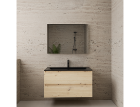 Badkamermeubel met wastafel⎢Artisan Oak - Mat Zwart⎢Gliss Project 100cm