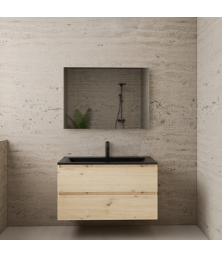 GLISS DESIGN Badkamermeubel met wastafel⎢Artisan Oak - Mat Zwart⎢Gliss Project 100cm