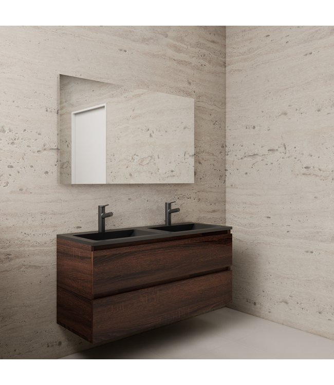 Badkamermeubel met wastafel⎢Sonoma Choco - Mat Zwart⎢Gliss Project 120cm