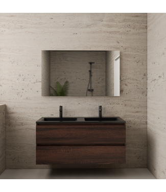GLISS DESIGN Badkamermeubel met wastafel⎢Sonoma Choco - Mat Zwart⎢Gliss Project 120cm