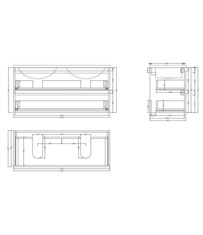 Badkamermeubel met wastafel⎢Sonoma Choco - Mat Zwart⎢Gliss Project 120cm