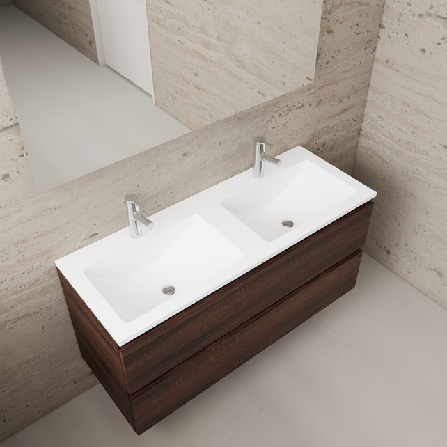 Badkamermeubel met wastafel⎢Sonoma Choco - Mat Wit⎢Gliss Project 120cm