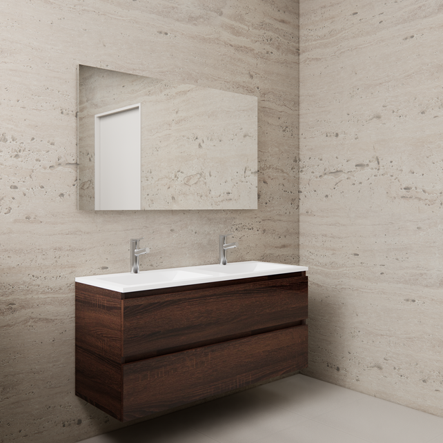 Badkamermeubel met wastafel⎢Sonoma Choco - Mat Wit⎢Gliss Project 120cm