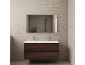 Badkamermeubel met wastafel⎢Sonoma Choco - Mat Wit⎢Gliss Project 120cm