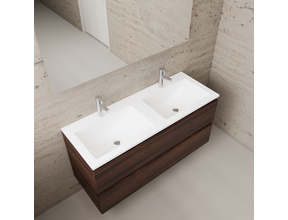 Badkamermeubel met wastafel⎢Sonoma Choco - Wit⎢Gliss Project 120cm