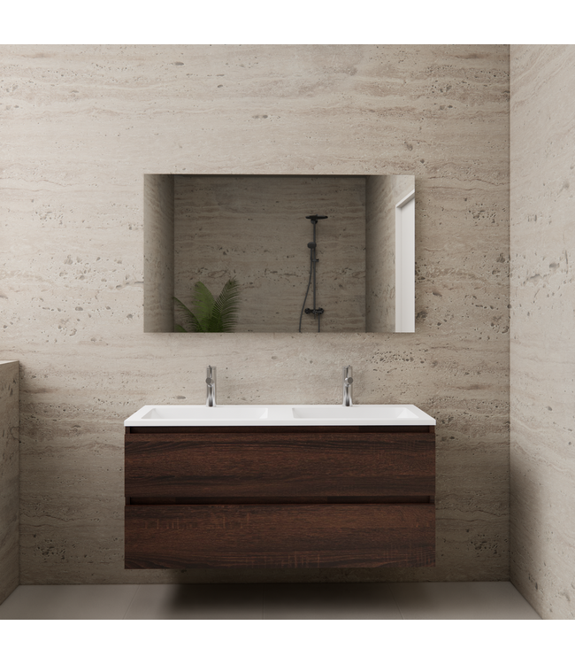 Badkamermeubel met wastafel⎢Sonoma Choco - Wit⎢Gliss Project 120cm