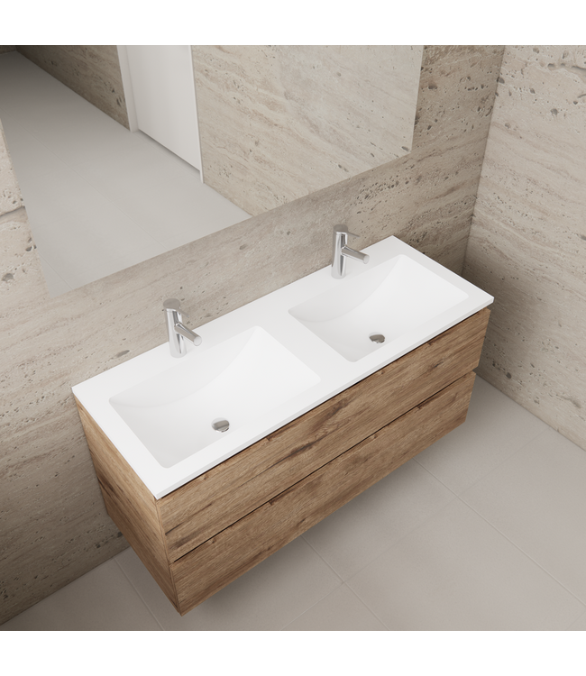 GLISS DESIGN Badkamermeubel met wastafel⎢Wellington Oak - Wit⎢Gliss Project 120cm