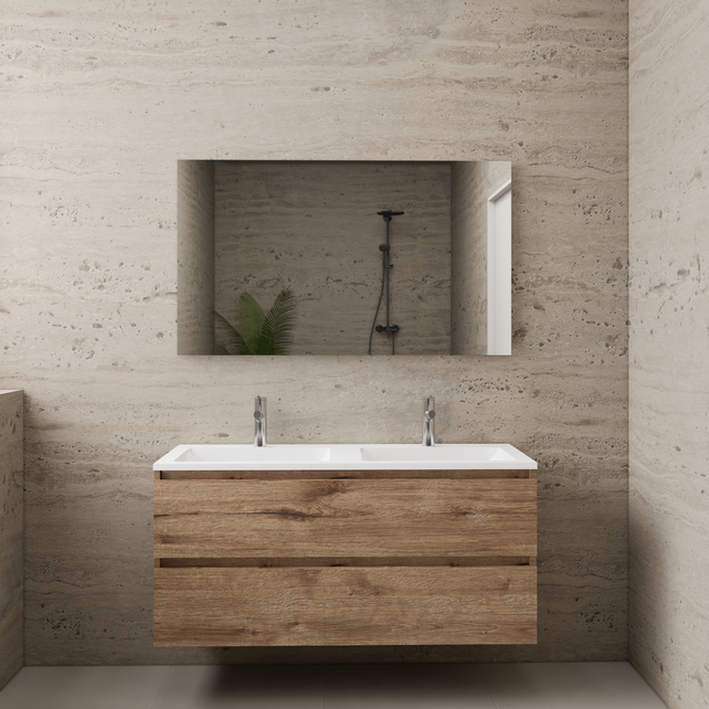 Badkamermeubel met wastafel⎢Wellington Oak - Wit⎢Gliss Project 120cm