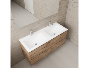 Badkamermeubel met wastafel⎢Wellington Oak - Mat Wit⎢Gliss Project 120cm