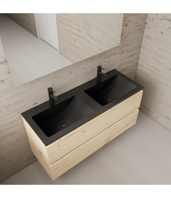 Badkamermeubel met wastafel⎢Artisan Oak - Mat Zwart⎢Gliss Project 120cm