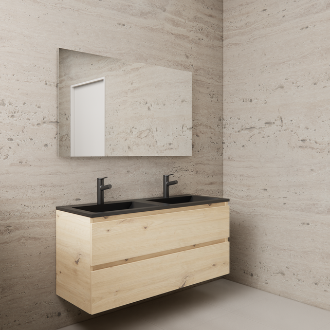Badkamermeubel met wastafel⎢Artisan Oak - Mat Zwart⎢Gliss Project 120cm
