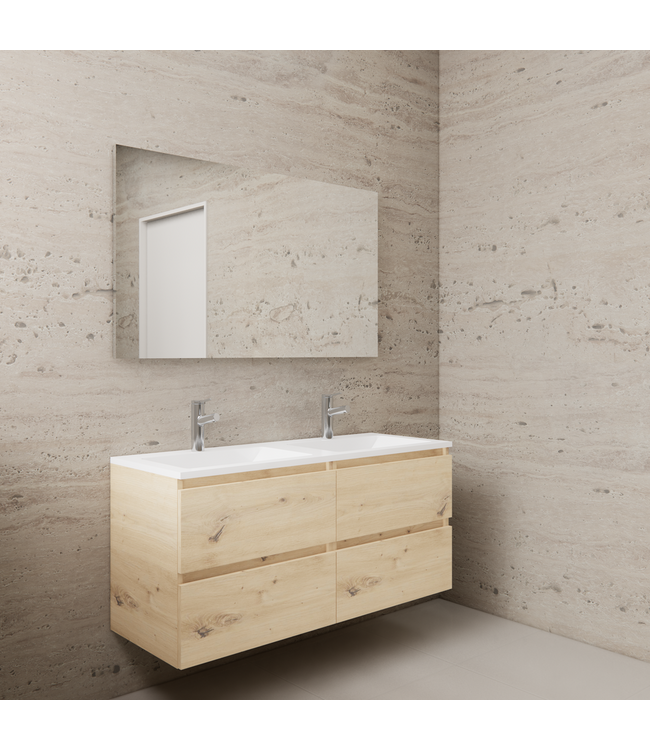Badkamermeubel met wastafel⎢Artisan Oak - Wit⎢Gliss Project 120cm  4-Lades