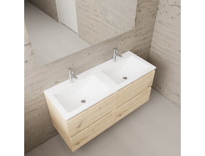 Badkamermeubel met wastafel⎢Artisan Oak - Mat Wit⎢Gliss Project 120cm  4-Lades