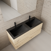 Badkamermeubel met wastafel⎢Artisan Oak - Mat Zwart⎢Gliss Project 120cm  4-Lades
