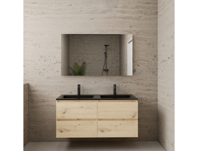 Badkamermeubel met wastafel⎢Artisan Oak - Mat Zwart⎢Gliss Project 120cm  4-Lades