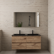Badkamermeubel met wastafel⎢Wellington Oak - Mat Zwart⎢Gliss Project 120cm  4-Lades Badkamermeubel met wastafel⎢Wellington Oak - Mat Zwart⎢Gliss Project 120cm  4-Lades
