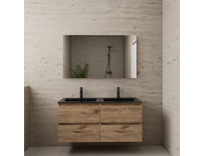 Badkamermeubel met wastafel⎢Wellington Oak - Mat Zwart⎢Gliss Project 120cm  4-Lades