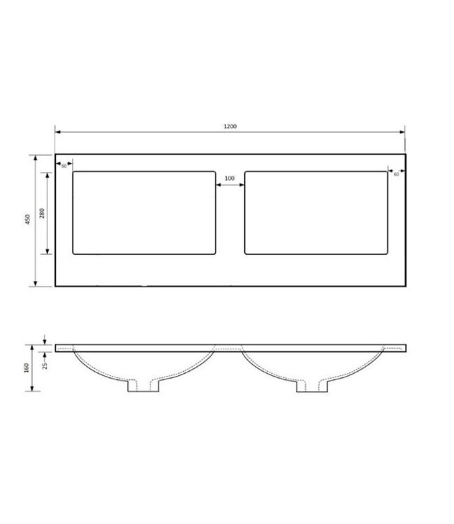 Badkamermeubel met wastafel⎢Wellington Oak - Mat Wit⎢Gliss Project 120cm  4-Lades