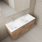 Badkamermeubel met wastafel⎢Wellington Oak - Mat Wit⎢Gliss Project 120cm  4-Lades